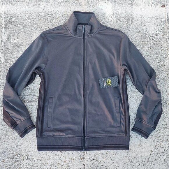 Athletic Works Men Track Jacket Charcoal Black Zip Up Tricot Size S 34-36 NWT - Picture 7 of 12